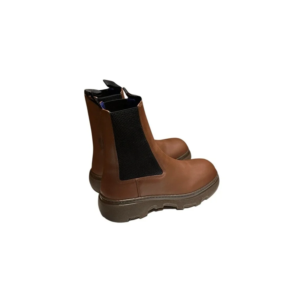 Burberry Creeper Chelsea Boots‎ Walnut 40.5 EU / 7.5 US Men's Leather MSRP $1290